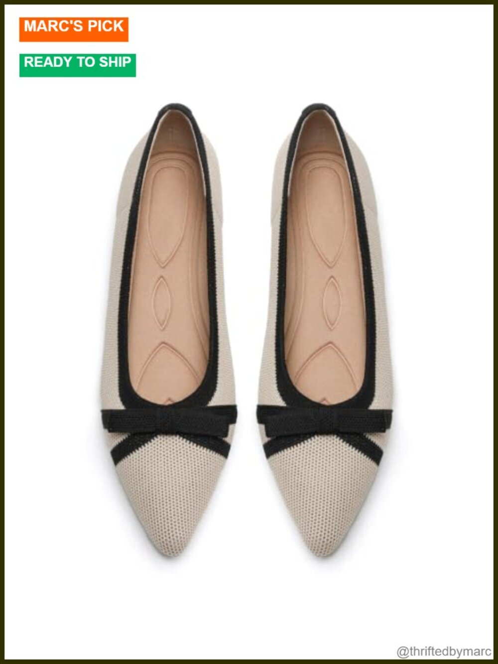 Women's Pointed Toe Knit Ballet Flats - Foldable Stretch Knit Shoes with Arch